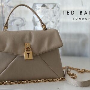 Ted Baker Beige Satchel with Gold Accents
